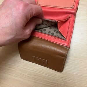 Fossil Coral and Brown Leather Wallet